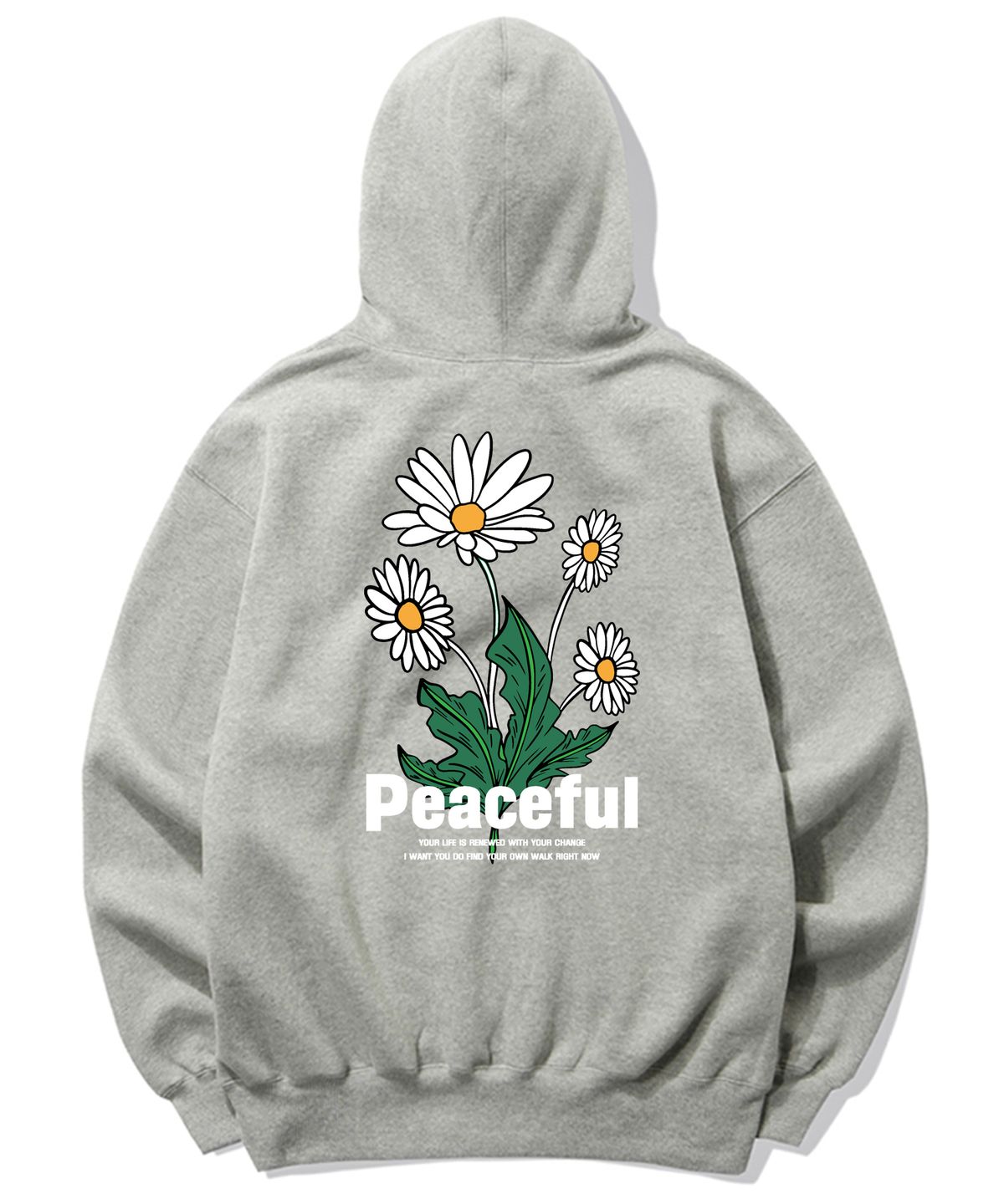 트립션(TRIPSHION) PEACEFUL DAISY BUNDLE GRAPHIC 후드티 - 그레이