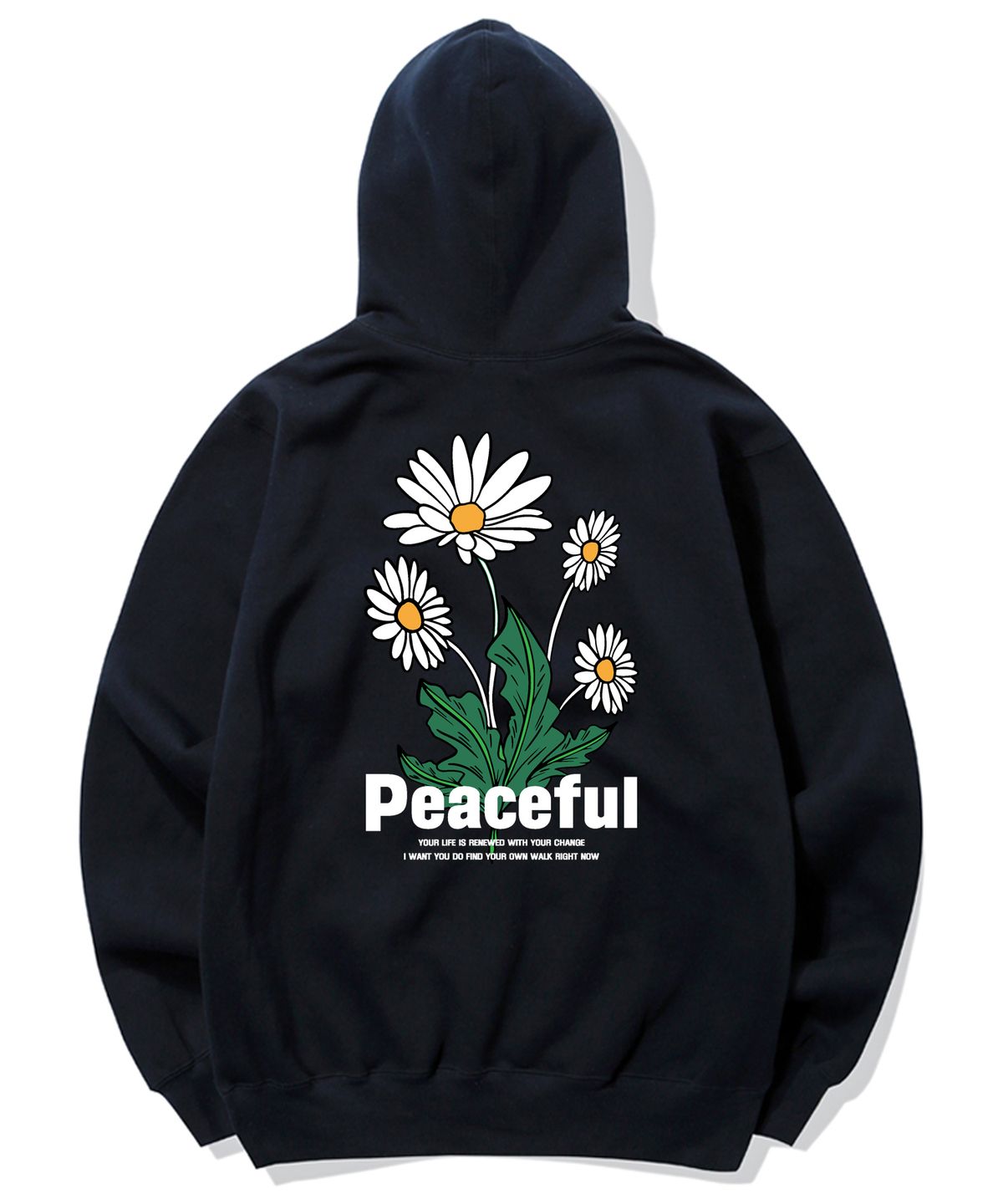 트립션(TRIPSHION) PEACEFUL DAISY BUNDLE GRAPHIC 후드티 - 네이비