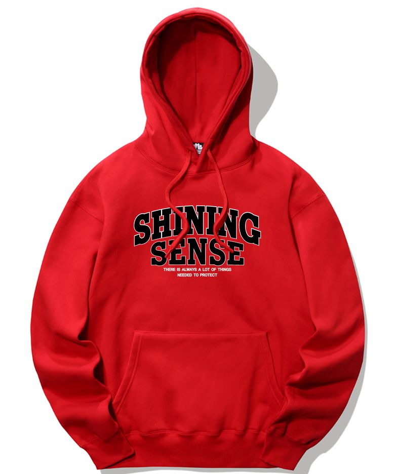 SHINING SENSE VARSITY LOGO 후드티 - 레드