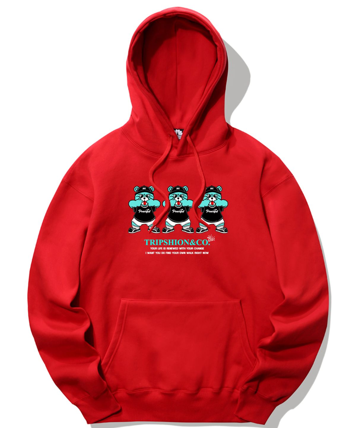 트립션(TRIPSHION) MINT CANDY BEAR LOGO 후드티 - 레드