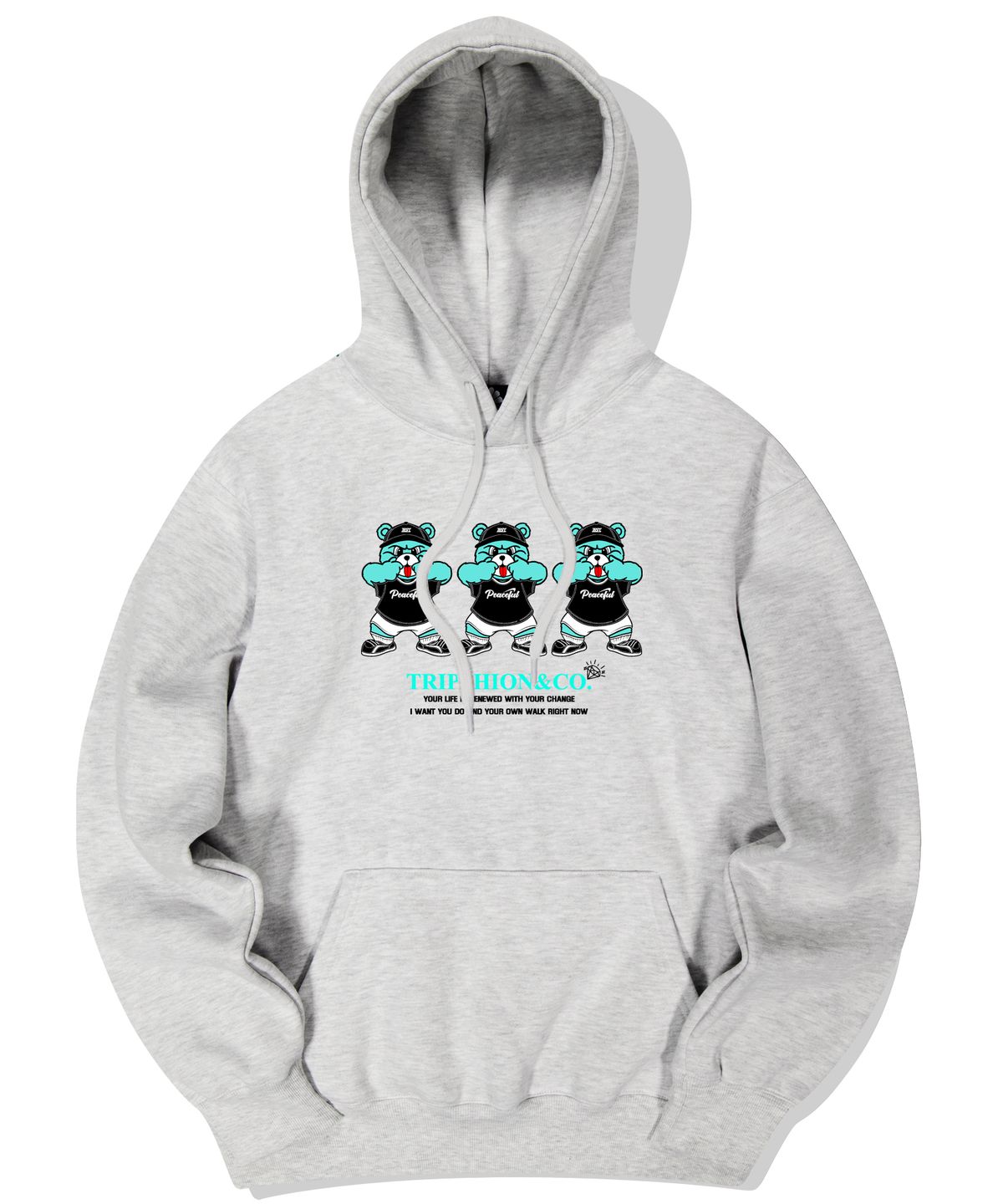 트립션(TRIPSHION) MINT CANDY BEAR LOGO 후드티 - 화이트