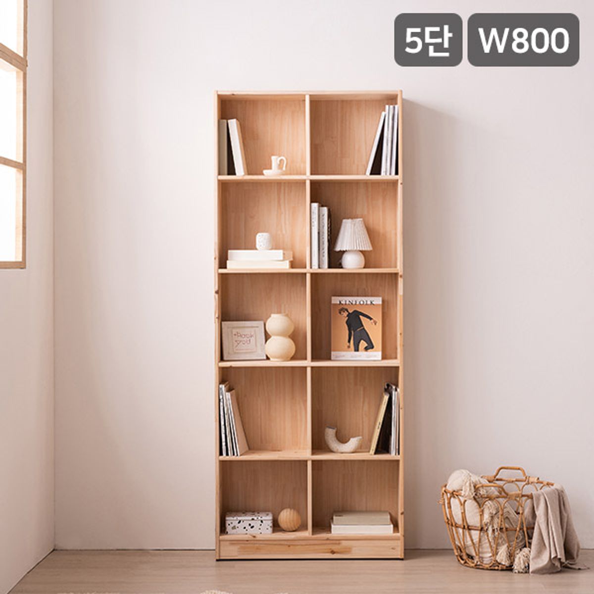 삼익가구(SAMICK) 우디 800 5단 삼나무 원목 책장