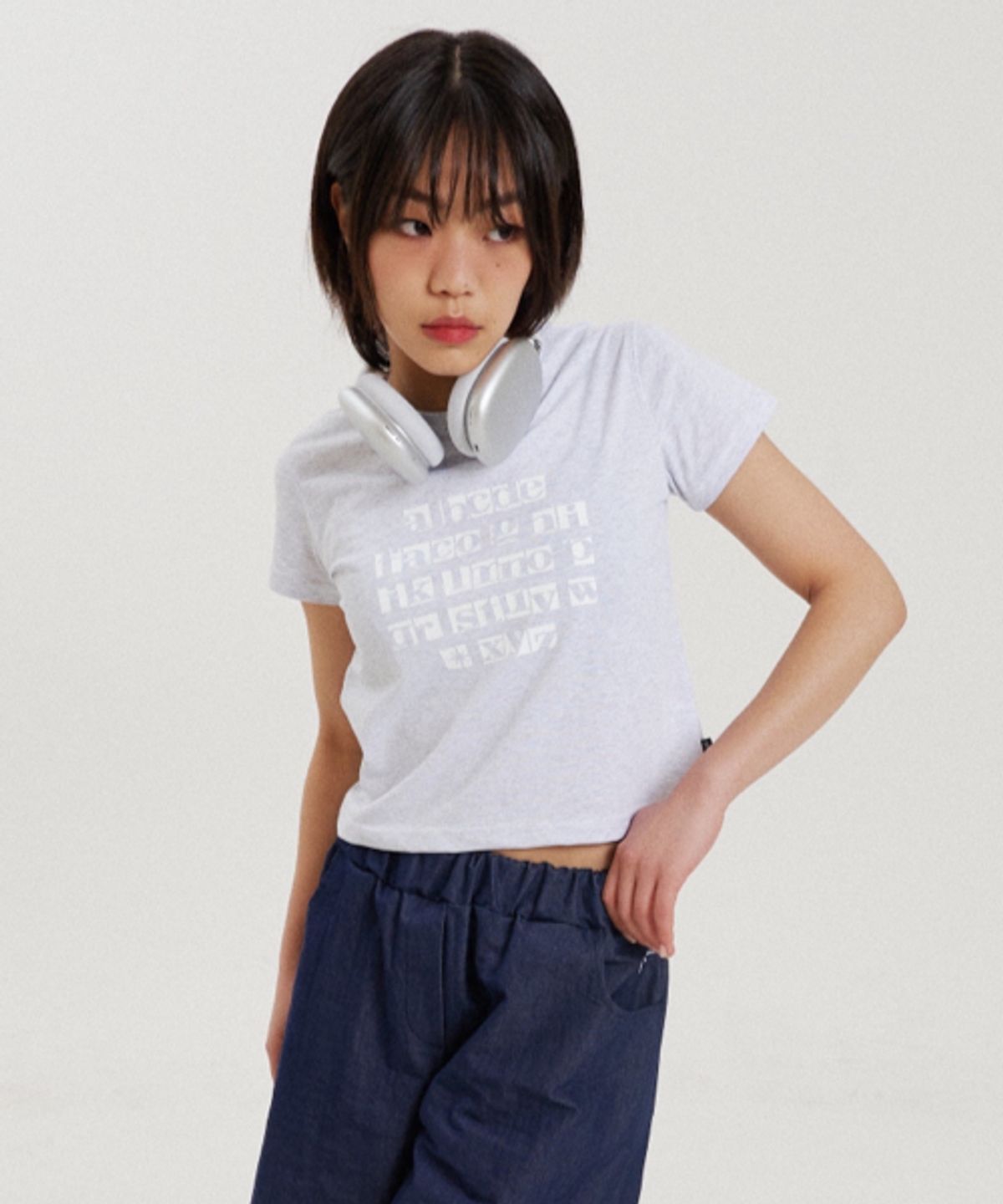 더파코(THE FACO) MIDST FACO CROP TEE WHITE MELANGE