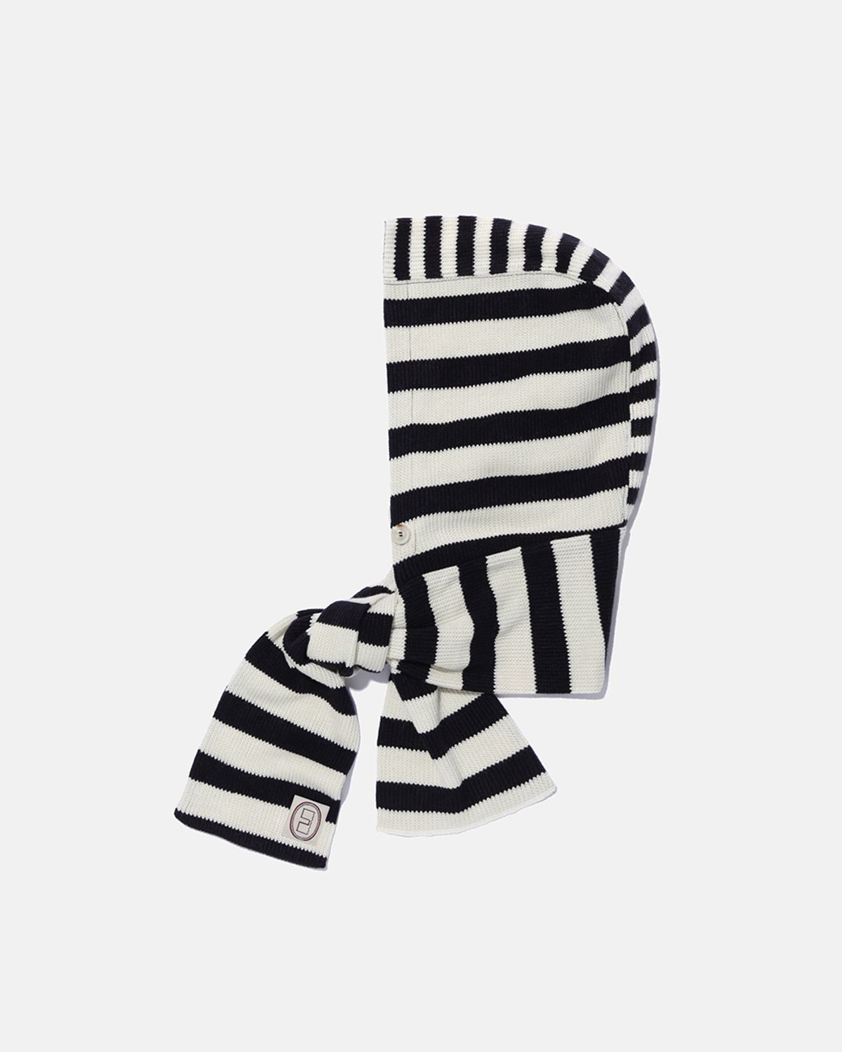 카락터(KARACTOR) Striped knit balaclava muffler / Ivory black