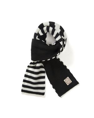 Striped knit muffler / Black ivory