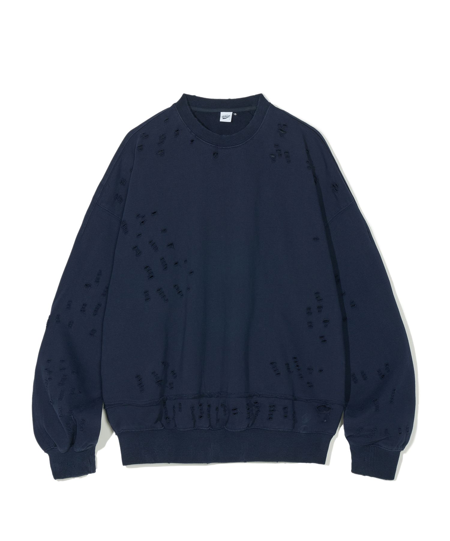 ☆関税込☆PARTIMENTO★Destroyed Damage Sweatshirt★ MUSINSA | PARTIMENTO Destroyed Damage Sweatshirt Navy