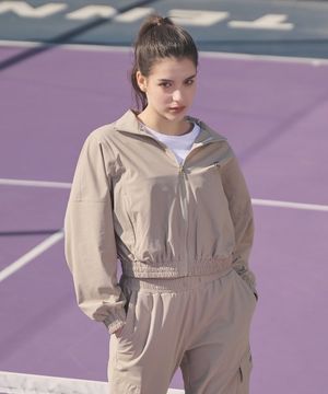 에어스트레치 크롭 집업 자켓_샌드베이지 바람막이