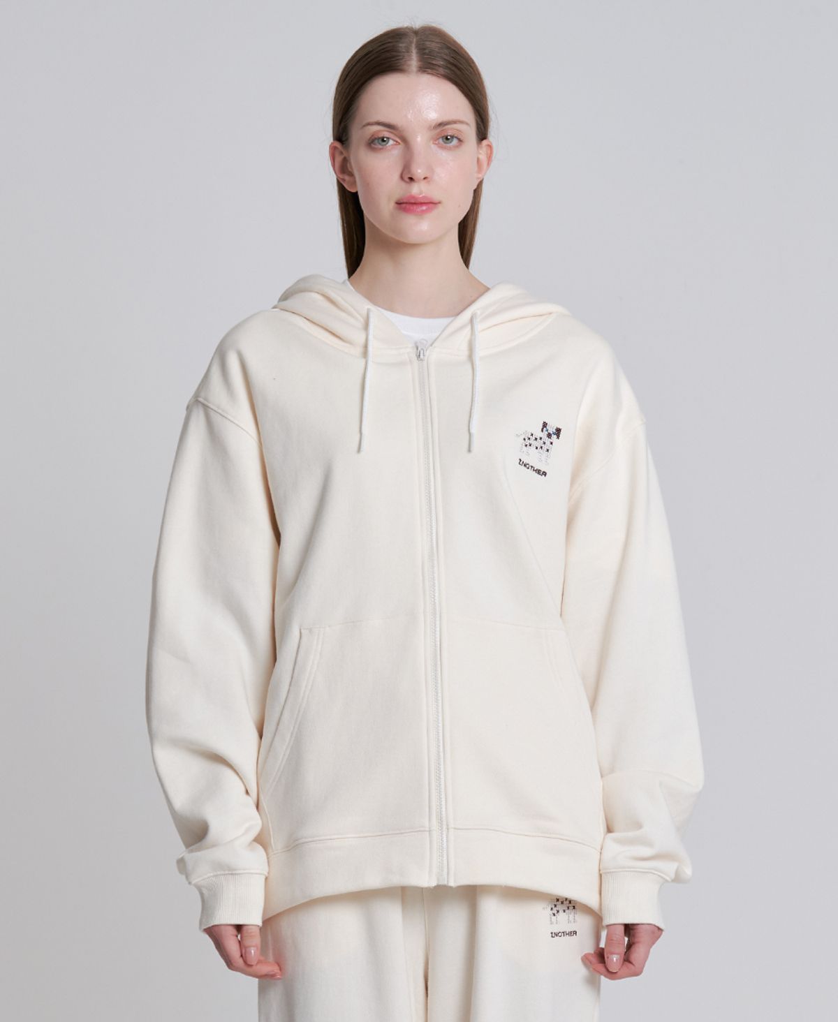 젠아더(ZNOTHER) 남/여 공용 HOODIE ZIP-UP WHITE