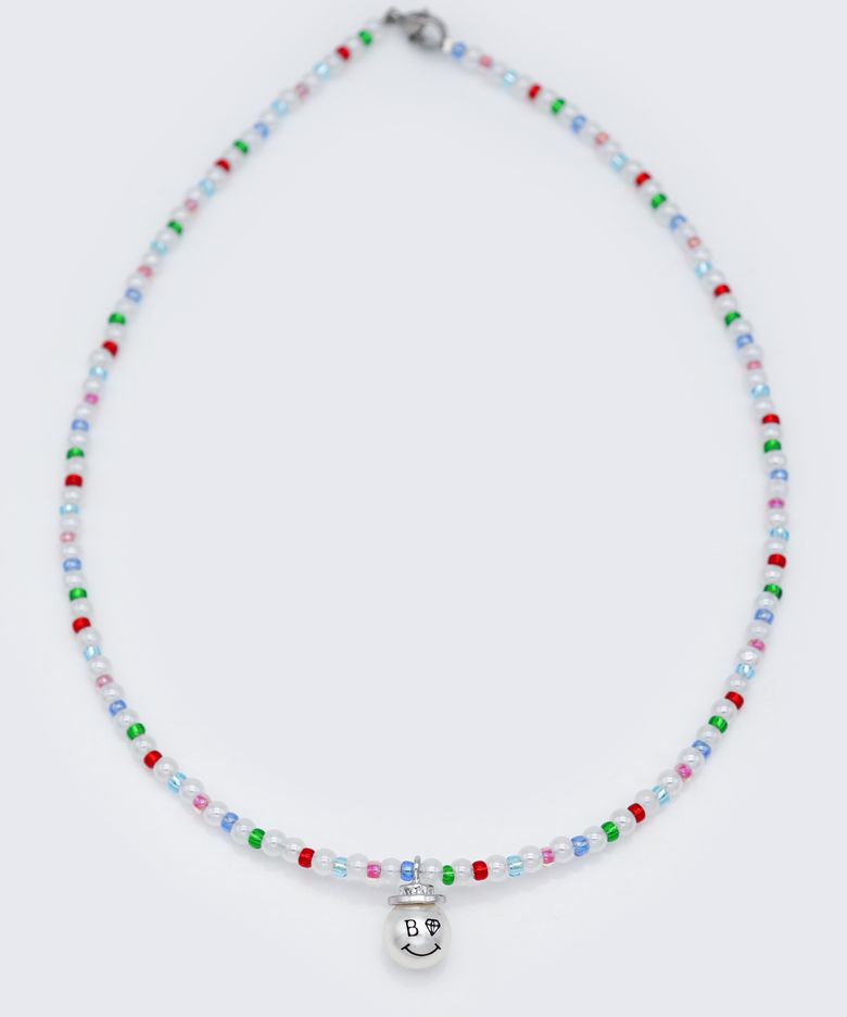 Smile pearl pendant color beads Necklace 스마일 진주 팬던트 컬러 비즈 목걸이