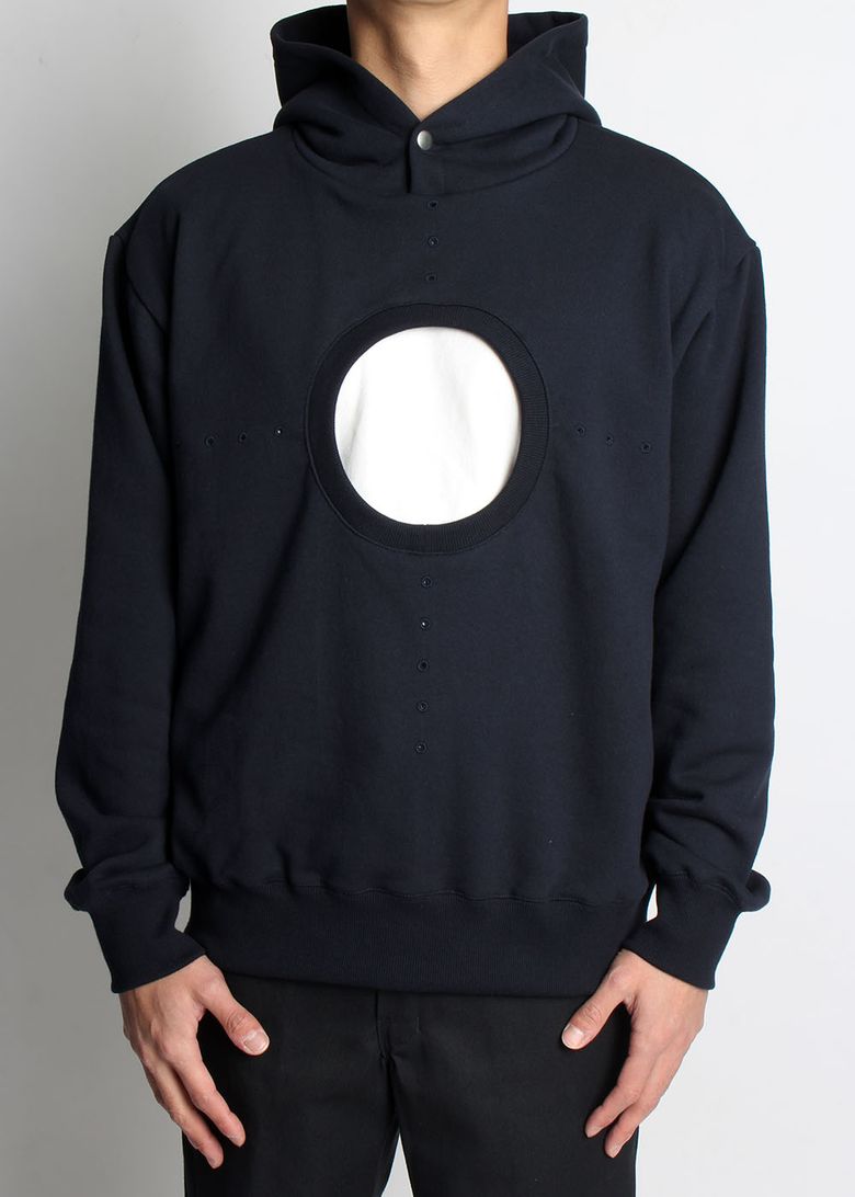 CIRCLE CUT AND PUNCHED HOODIE (NAVY)