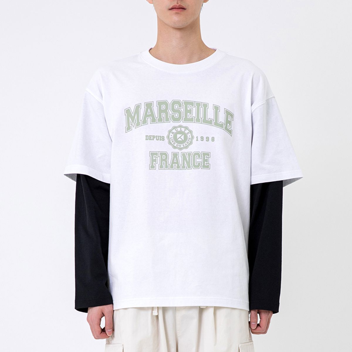 쿨트(KULTE) A-COLLEGE LAYERED T-SHIRT 화이트