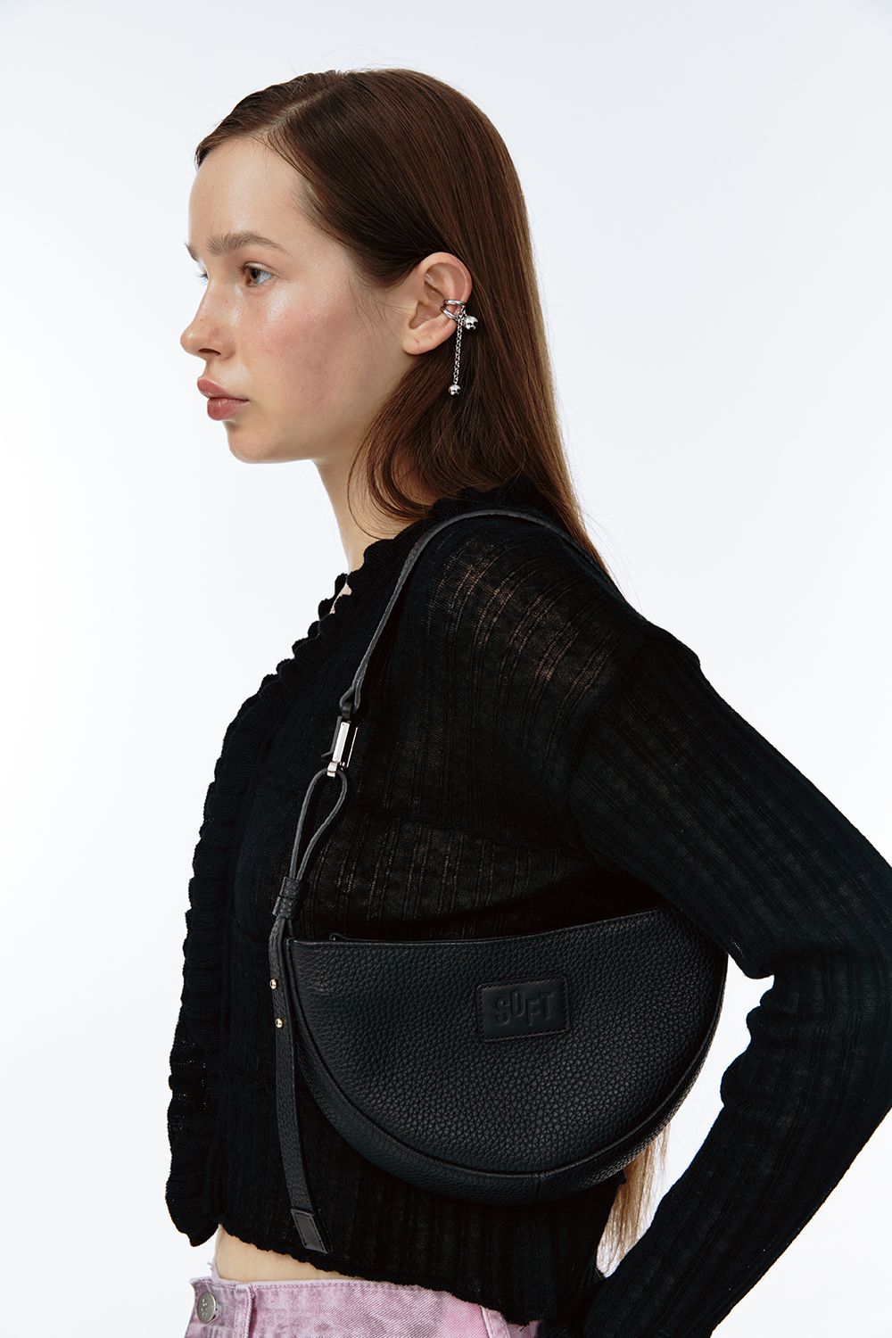 ●SOFT SEOUL●HALF MOON LEATHER MINI BAG バッグ 本革 人気 MUSINSA | SOFTSEOUL Half Moon Leather Mini Bag [Black]