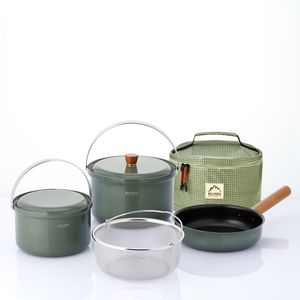 통3중 컬러9L 코펠 4인 세트 포레스트 그린