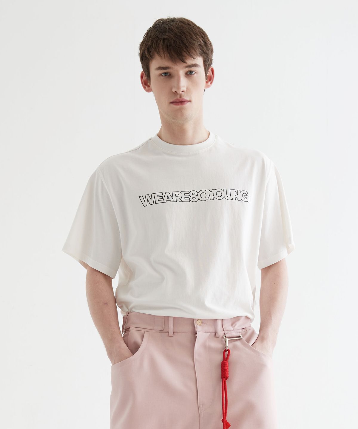 하이투(HYIIⁿ) [UNISEX] 슬로건 프린트 티셔츠 오프화이트
