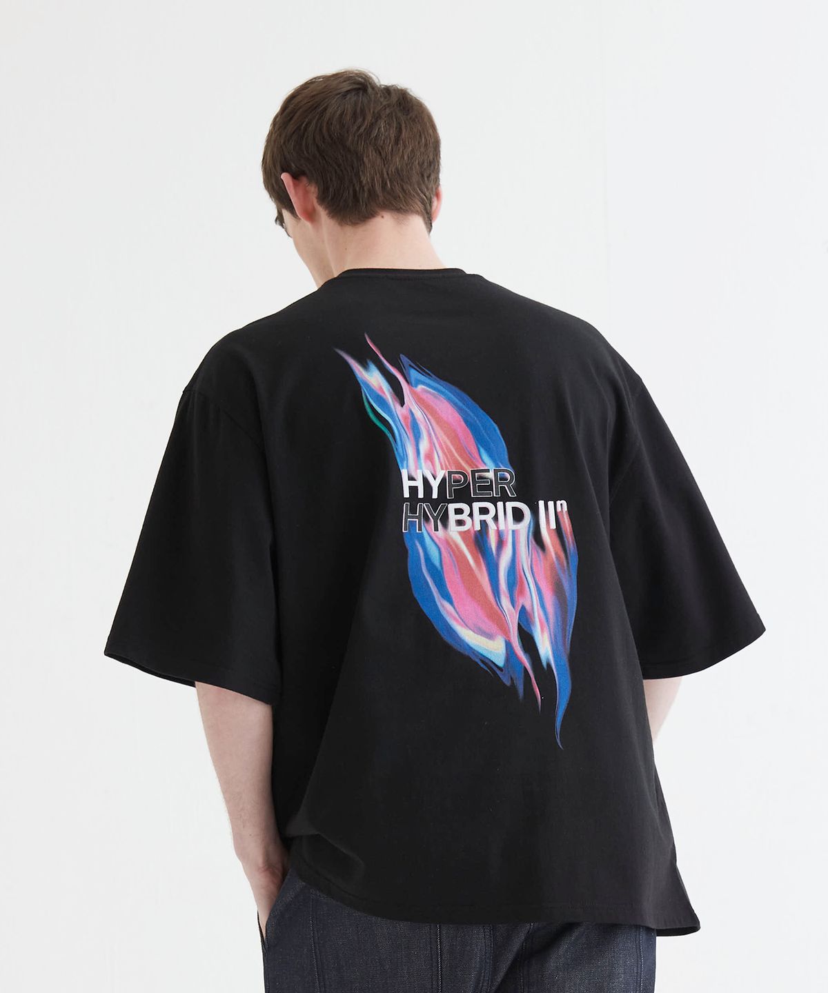 하이투(HYIIⁿ) [UNISEX] 불꽃 프린트  티셔츠 블랙