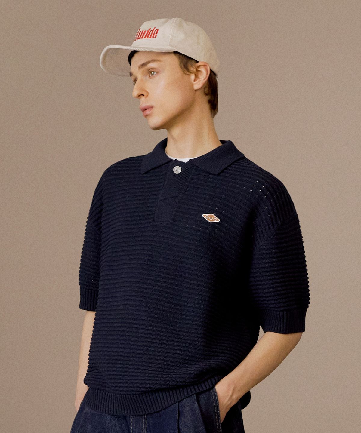 디써티원(DTHIRTYONE) WAPPEN PUNCHING COLLAR SWEATER_DARK NAVY