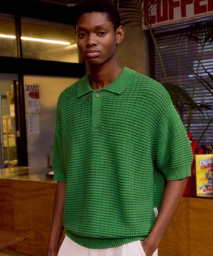Punching Collar Sweater (FOREST GREEN)