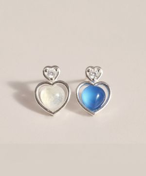 925실버 천연 원석 하트 귀걸이 리베 /Liebe