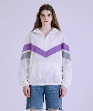 여성 배색 아노락 점퍼 화이트 BNBJP787F