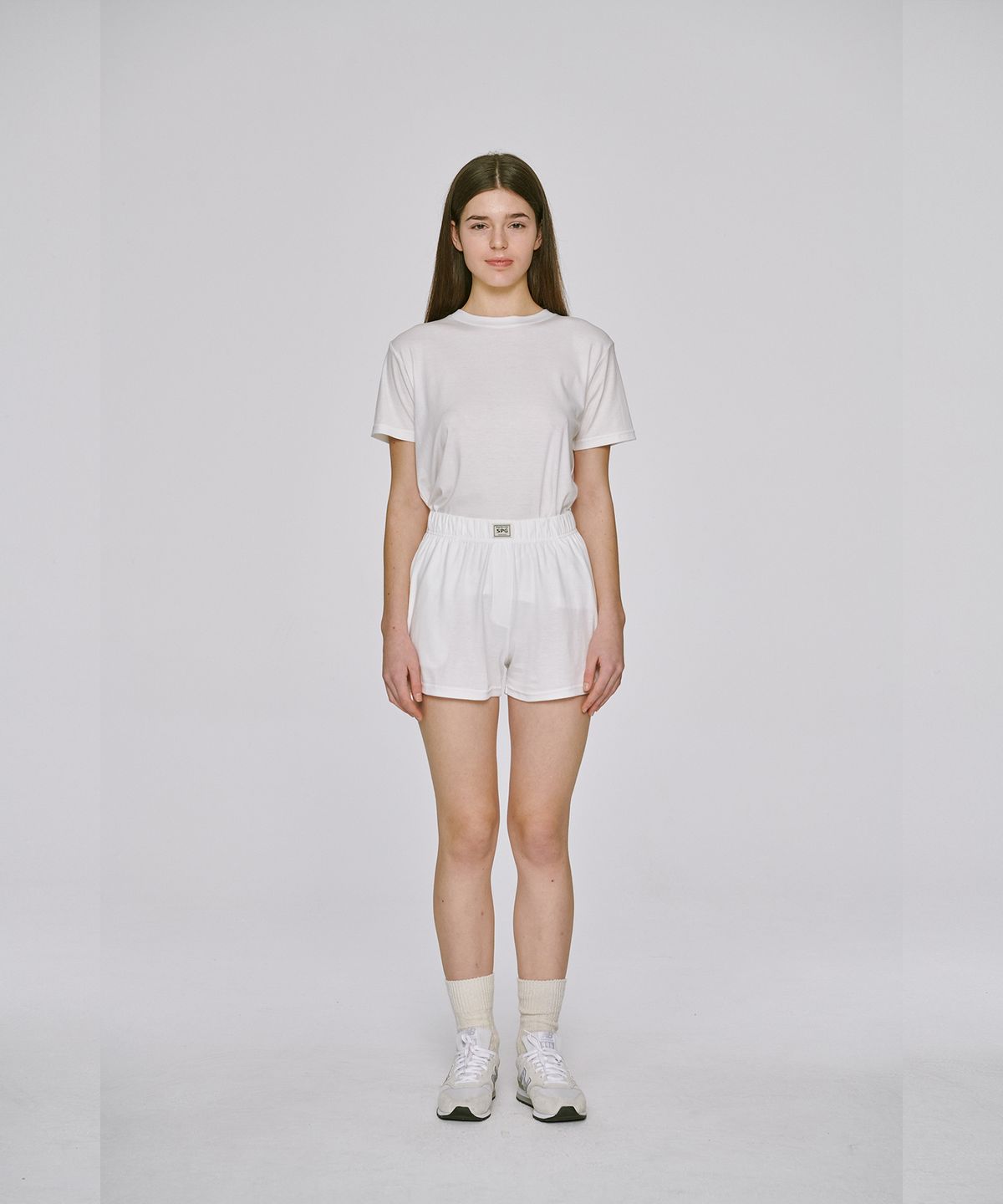 슬리피곰(SLEEPYGOM) white silky cotton short set