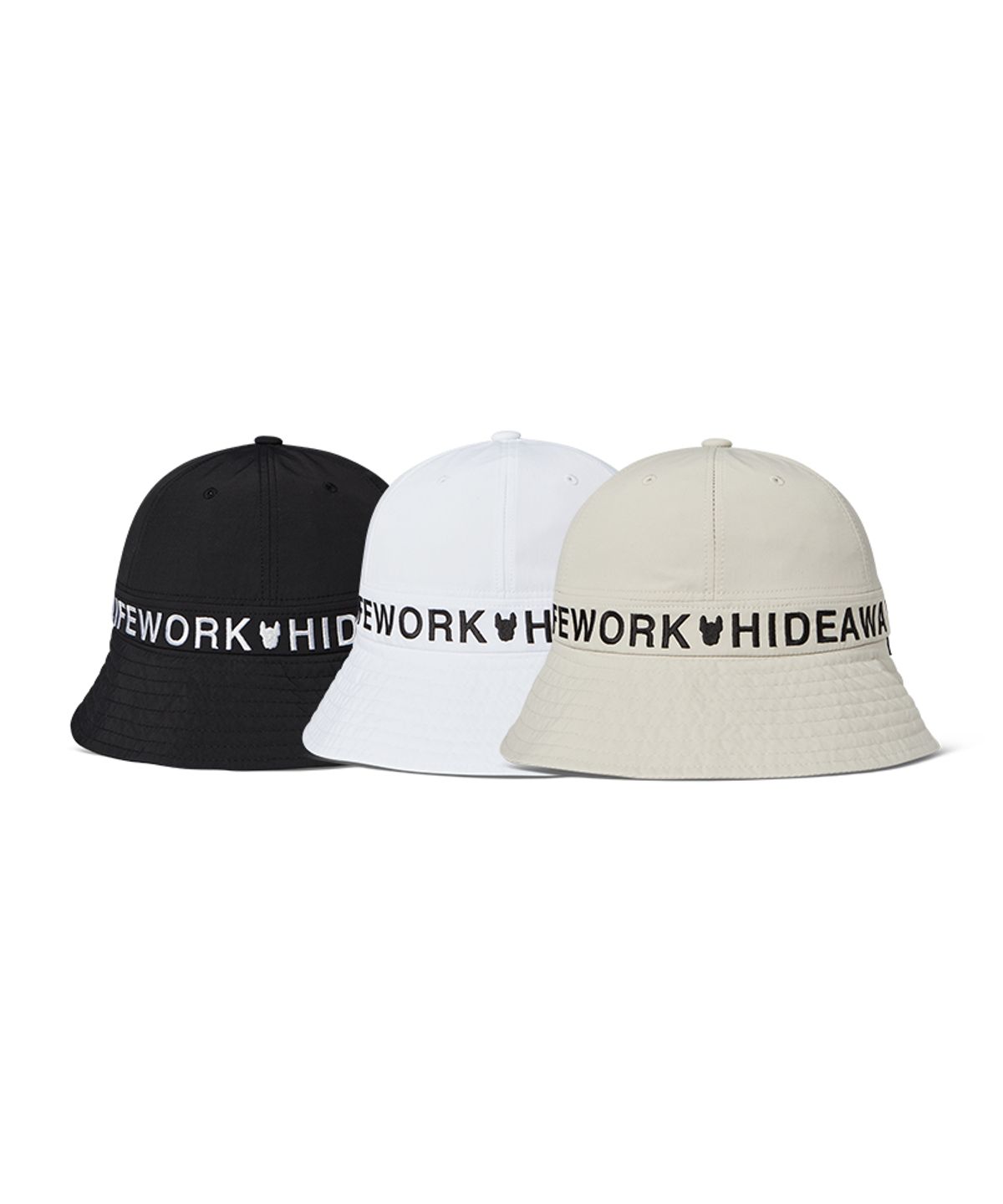 라이프워크(LIFEWORK) 로고 자수 스트링 버킷햇