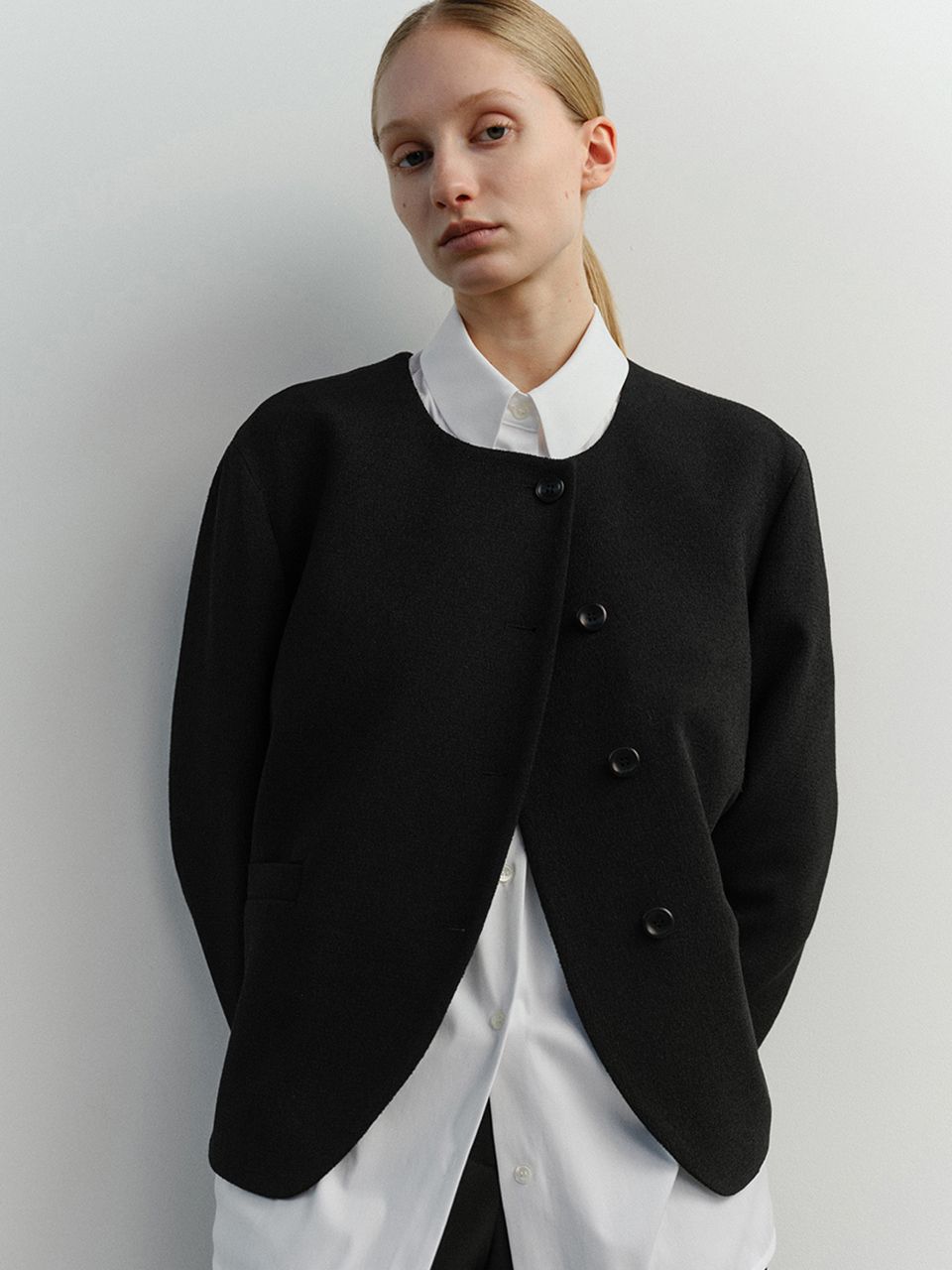 na.e The Tweed Jacket_black ツイードジャケット WEB限定商品】黒ツイードジャケット セットアップ着用可【AOKI