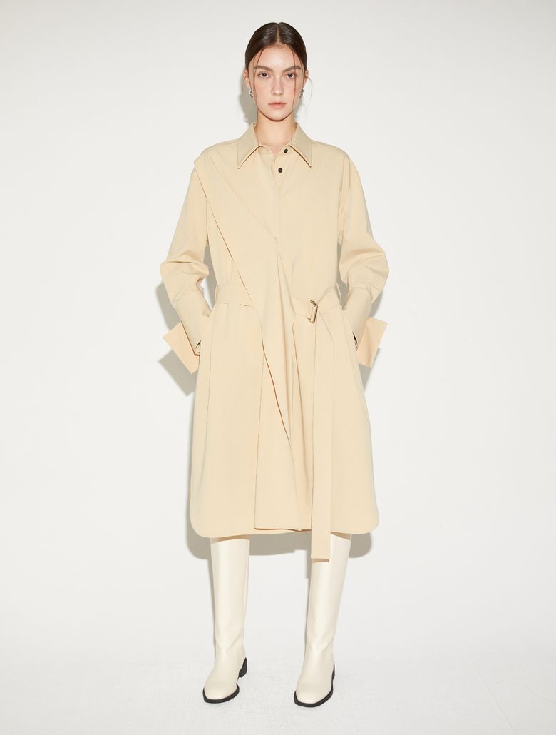 Oversize Belted Shirt One Piece_Yellow Beige 오버사이즈 벨티드 셔츠 원피스_옐로우 베이지
