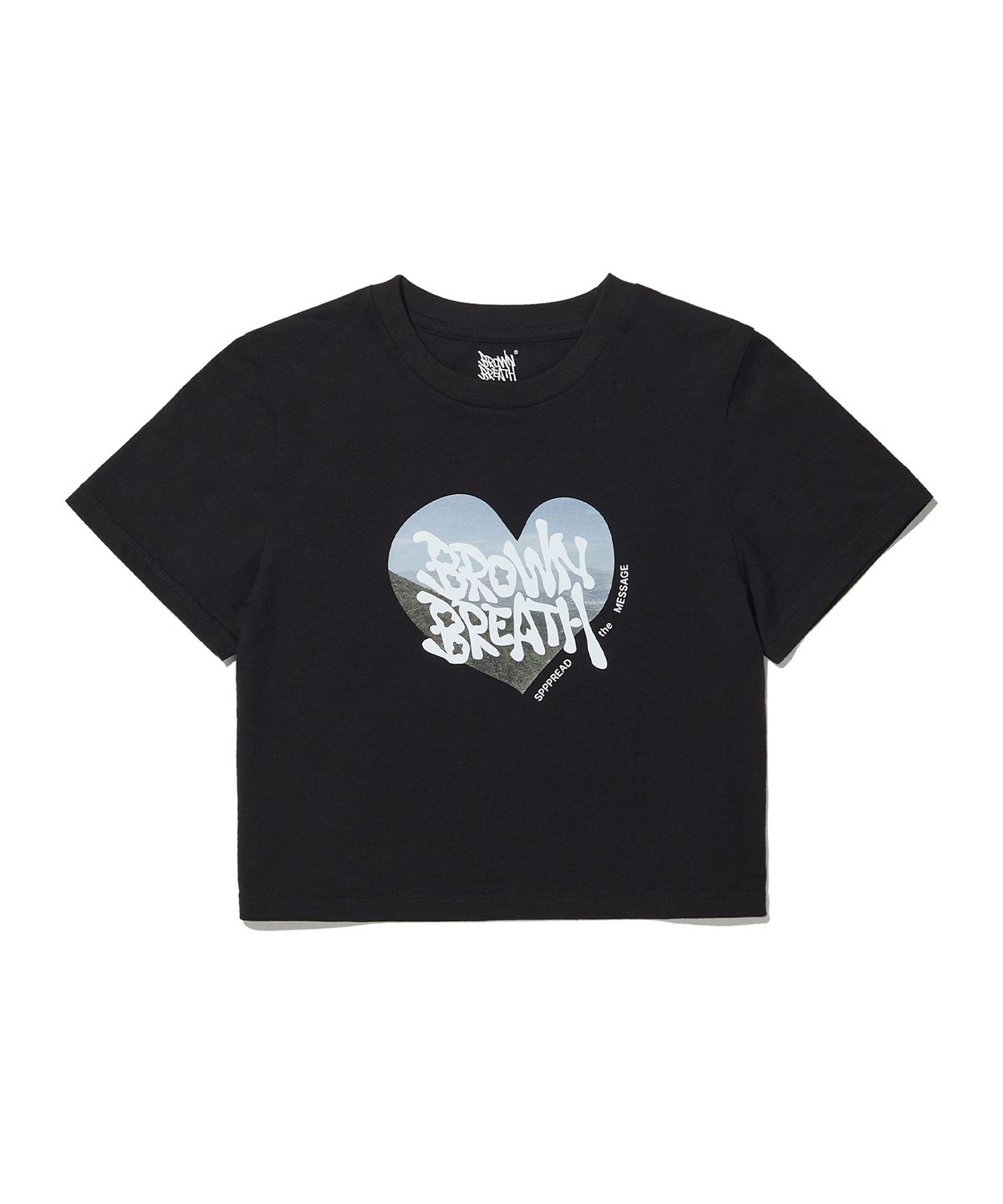 브라운브레스(BROWNBREATH) W BB HEART CROP TEE - BLACK