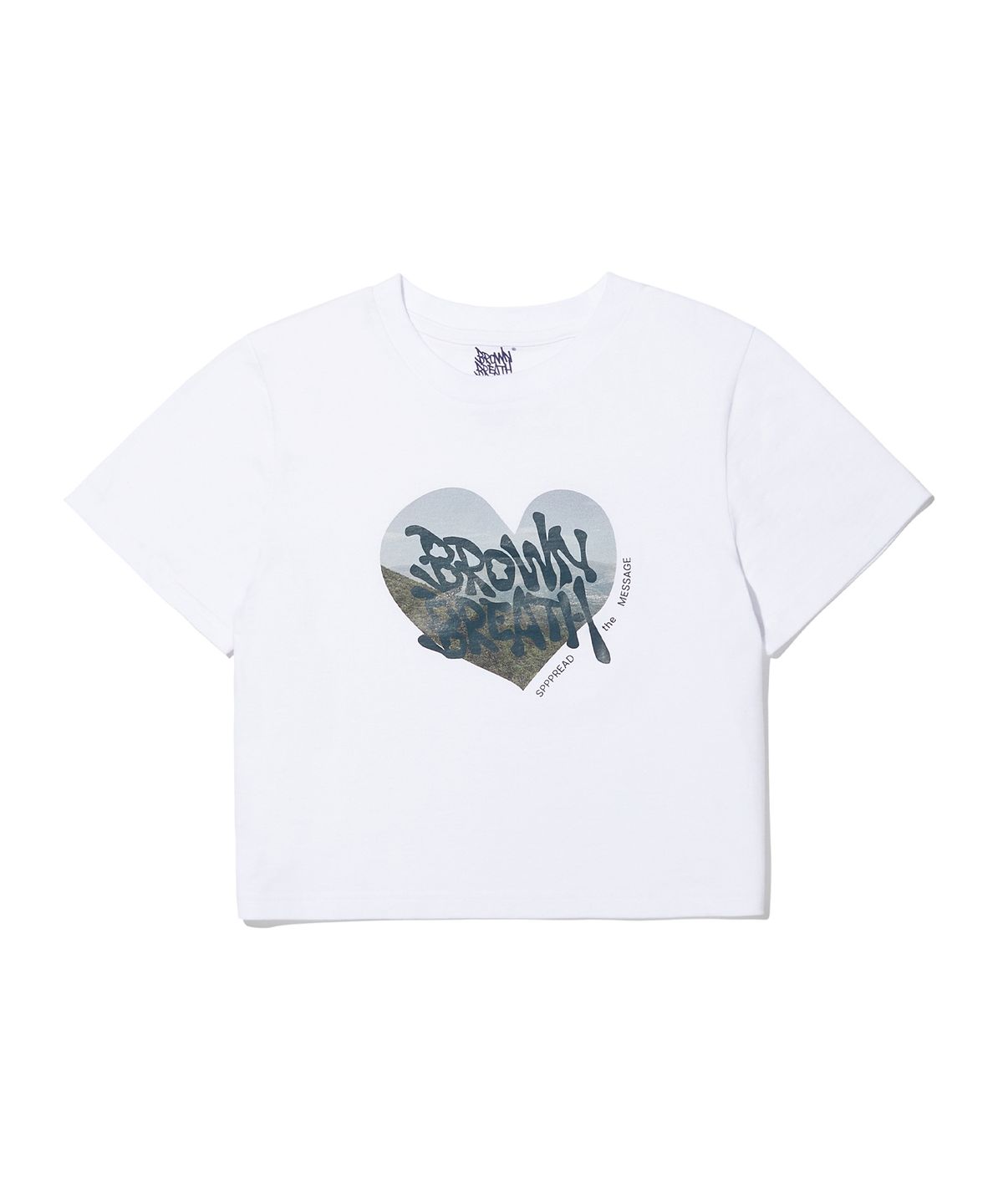 브라운브레스(BROWNBREATH) W BB HEART CROP TEE - WHITE