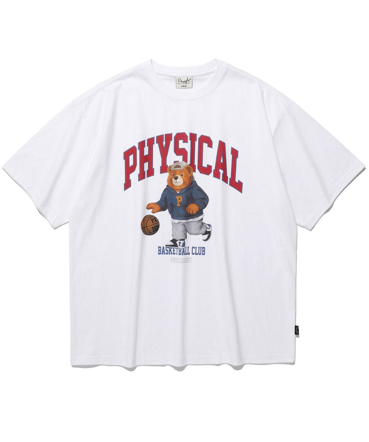 피지컬 디파트먼트(PHYSICAL DEPARTMENT) 베스킷볼 베어 반팔티셔츠_화이트/레드