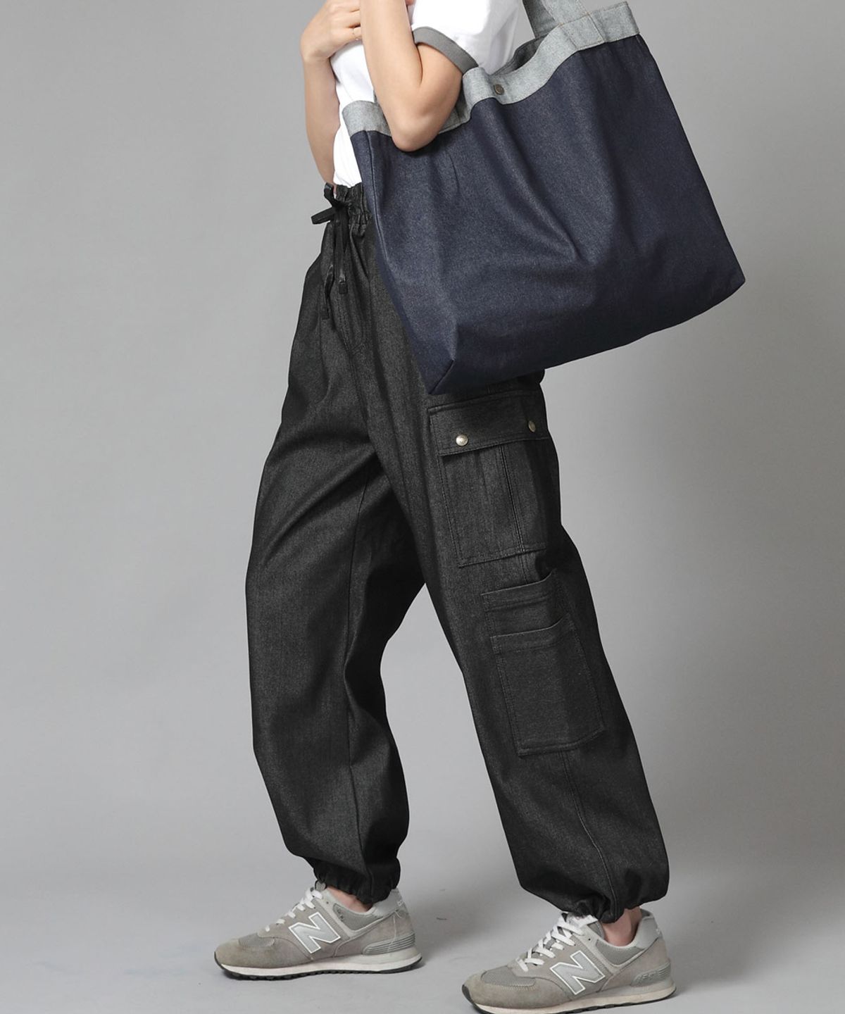 세인트크루(SAINTCREW) 더블카고 스트링 조거팬츠 DCJ-338 데님 블랙 BKS