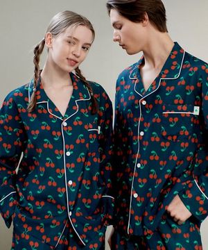 커플 체리 인견 파자마 세트