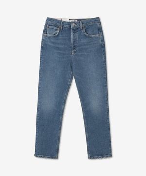 라일리 하이라이즈 스트레이트 크롭 데님 팬츠 - 라이트 블루 / A056B1370SLNCE