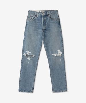 90S 핀치 웨이스트 하이라이즈 데님 팬츠 - 블루 / A154E1206RULE