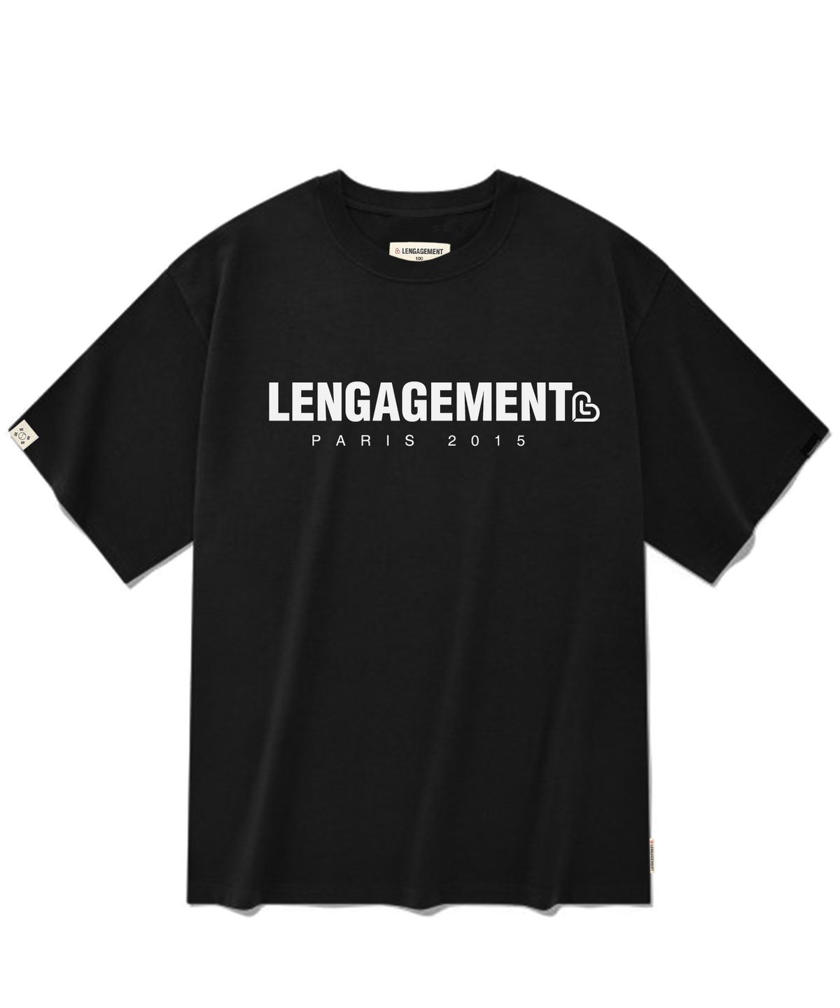 랑가주망(LENGAGEMENT) 오버사이즈 스토리 로고 반팔티 [블랙]