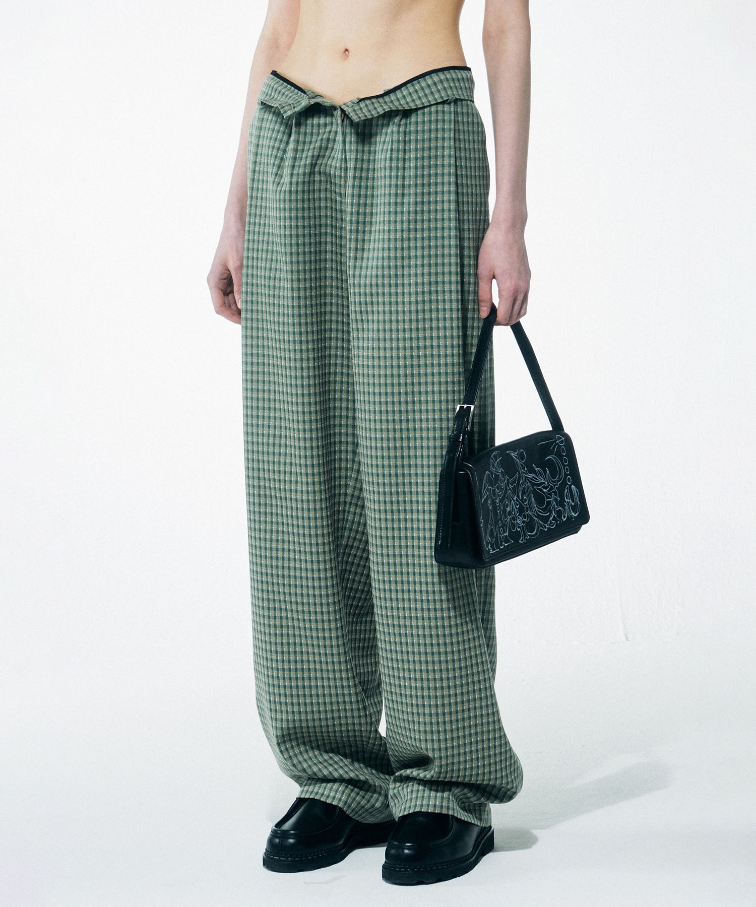 ★SCULPTOR★送料込★韓国★人気★正規品★Check Pin Tuck Pants MUSINSA公式 | SCULPTOR Check Pin Tuck Pants Green