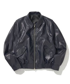 비건레더 크롭 자켓 (네이비)