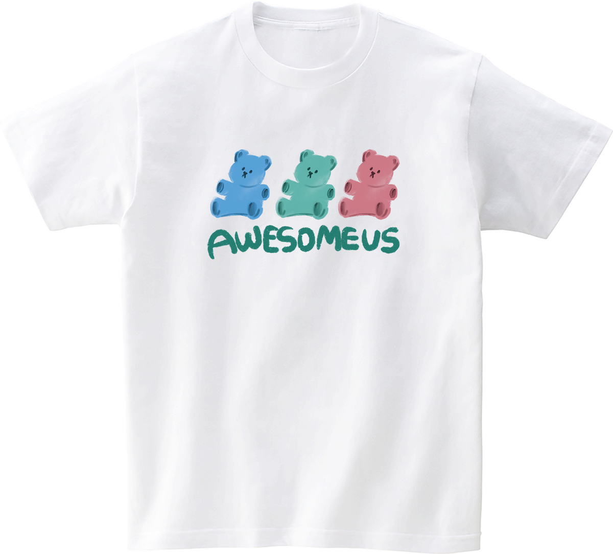 어썸어스(AWESOMEUS) (23SS)Tiny Bear Family 반팔 티셔츠 화이트