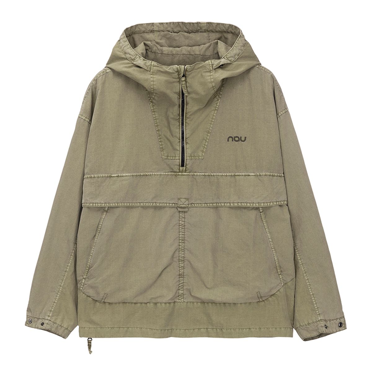 나우(nau) 가먼트다잉 립 배색 후드 아노락 Dark Beige