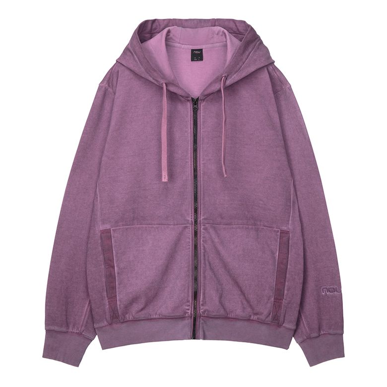 가먼트다잉 면 테잎 포켓 스웻 후드 집업 Violet
