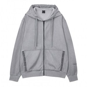 가먼트다잉 면 테잎 포켓 스웻 후드 집업 Light Gray