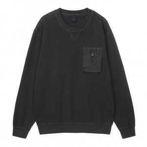 가먼트다잉 립 배색 포켓 스웻 맨투맨 Dark Gray