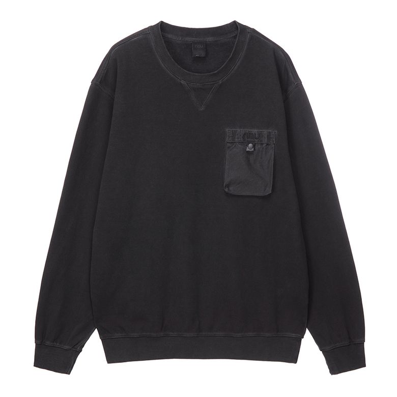 가먼트다잉 립 배색 포켓 스웻 맨투맨 Dark Gray