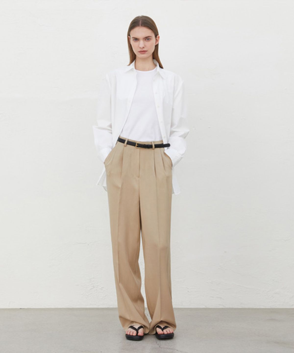리디피(RIDIFI) TWILL LINE STITCH PANTS_BEIGE
