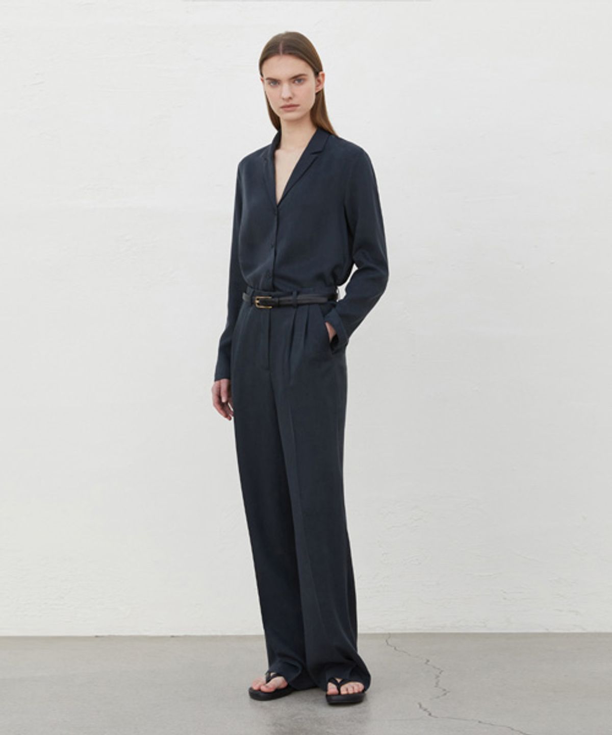 리디피(RIDIFI) TWILL LINE STITCH PANTS_DARK NAVY
