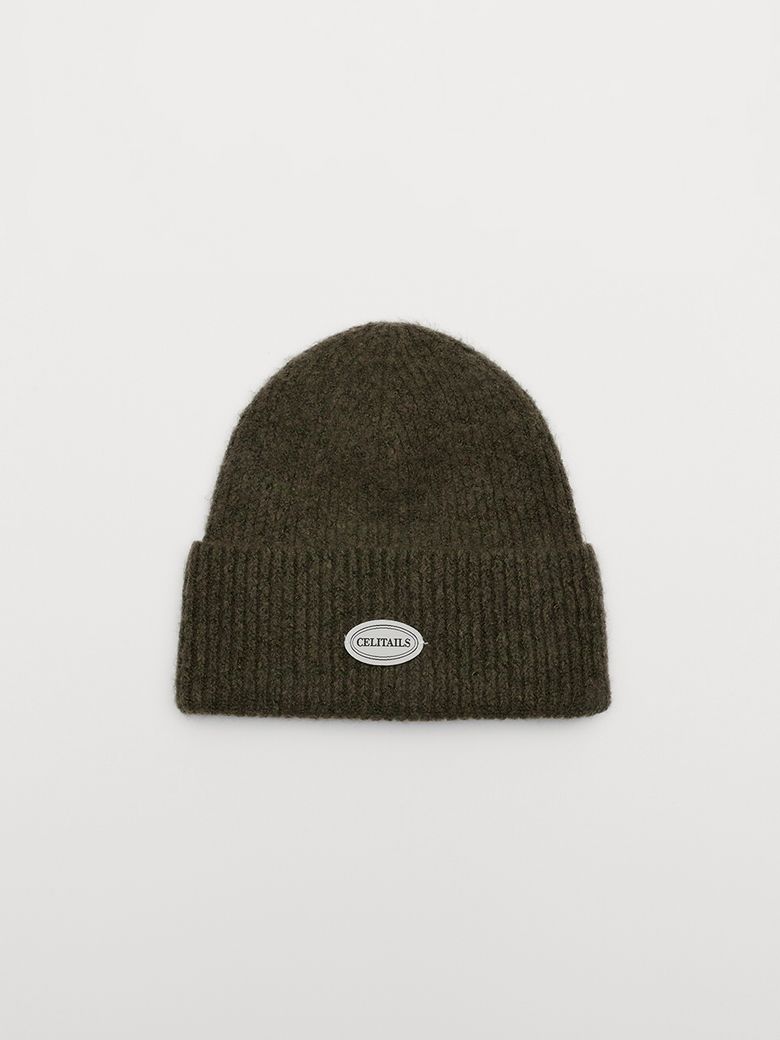 MULTI-COLOR POINT LABEL BEANIE_KHAKI