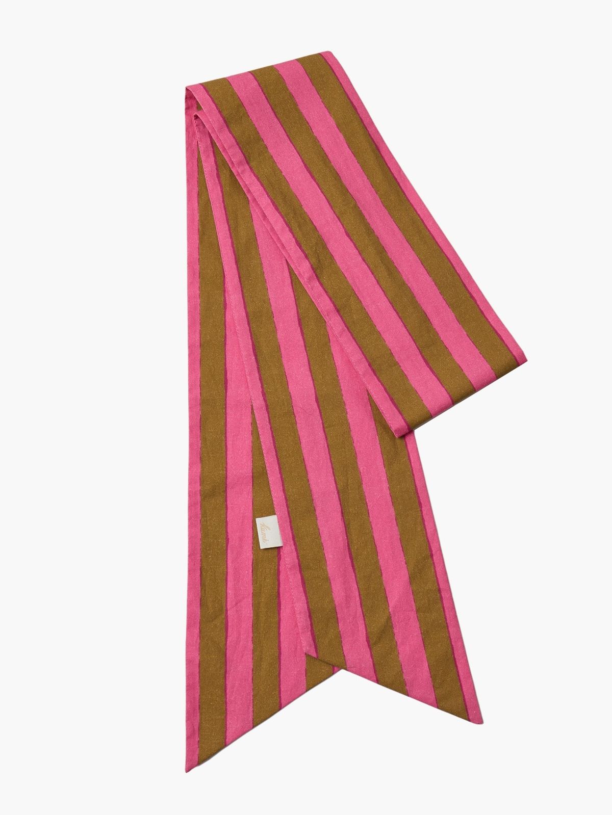 쿠메(KUMÉ) Multi-Striped Scarf, Pink Brown