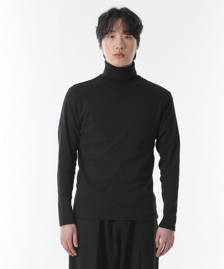 면스판 정사이즈 목폴라 긴팔티 블랙