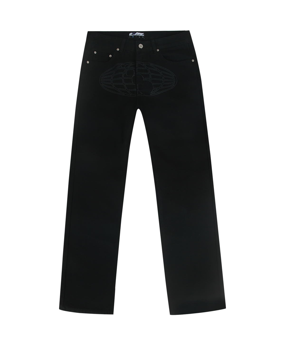그램 아운스 파운드(GRAM OUNCE POUND) RA Globe Oval Logo Black Jeans_Gray Printed