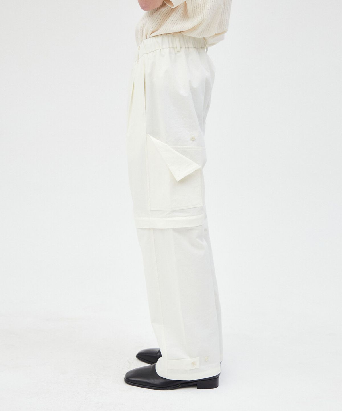 윈더(WINDER) DETACHABLE DROP CARGO PANTS - IVORY